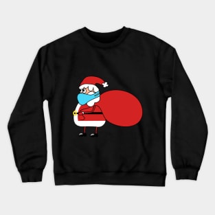 Santa Claus in quarantine wearing a Mask. A bag with presents. New Year's and Christmas. Celebration. Winter. Joy. Happiness. Crewneck Sweatshirt